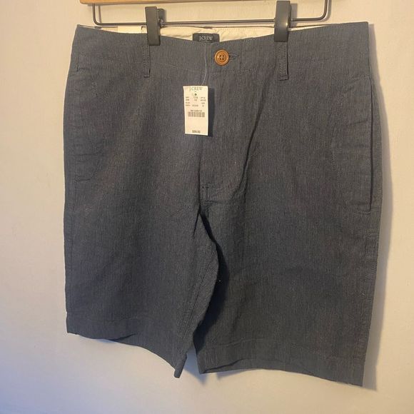 NWT J Crew Linen Cotton Beach Shorts 9” 31 W 31” Waist Blue Camp Flat Front - Picture 8 of 8